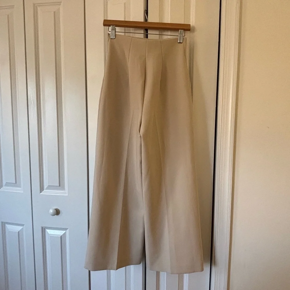 Zara Cream Wide-Leg Pants - Picture 2 of 4